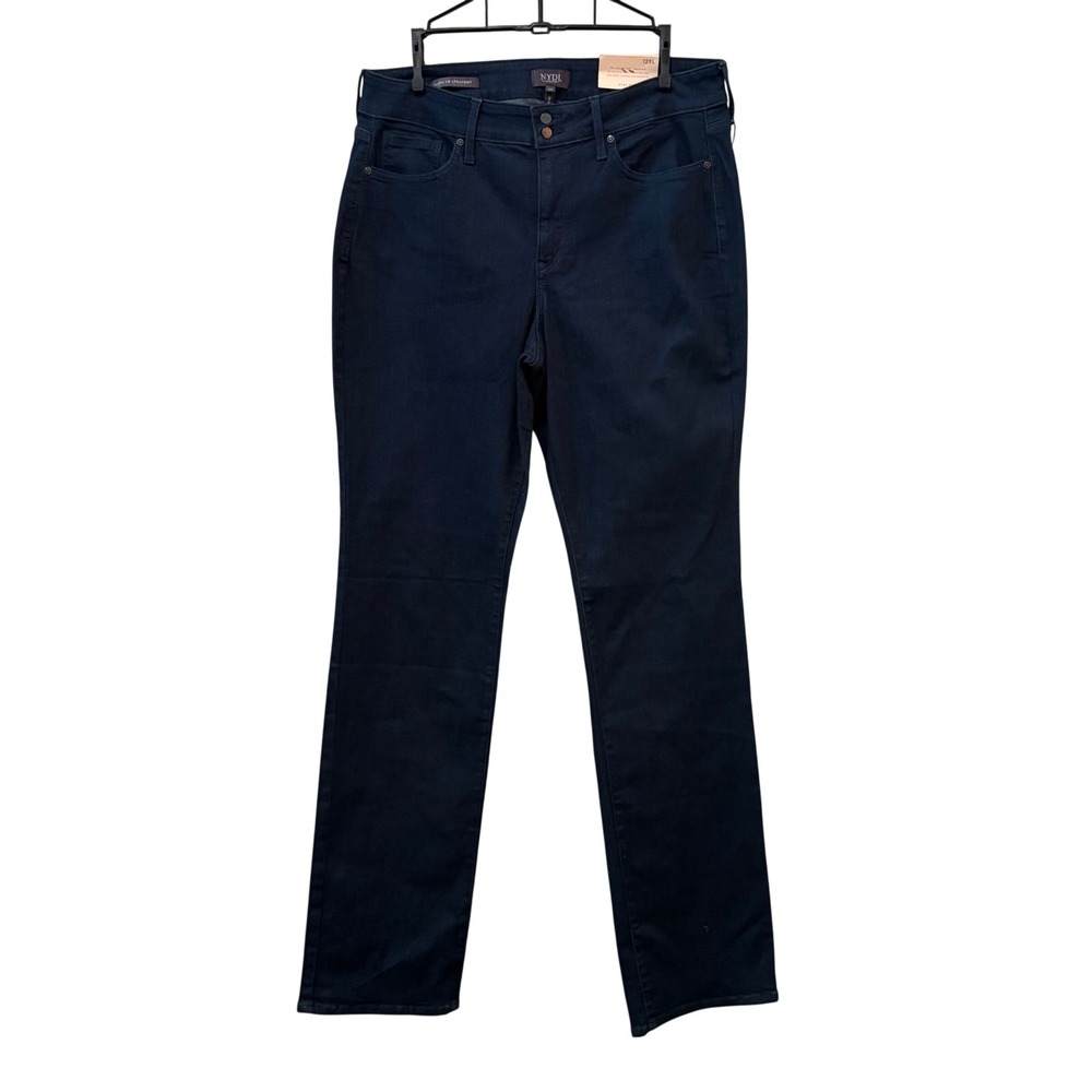 NYDJ‎ Marilyn Straight Jeans Womens 12 XL Dark Blue Extra Long Inseam 33x36